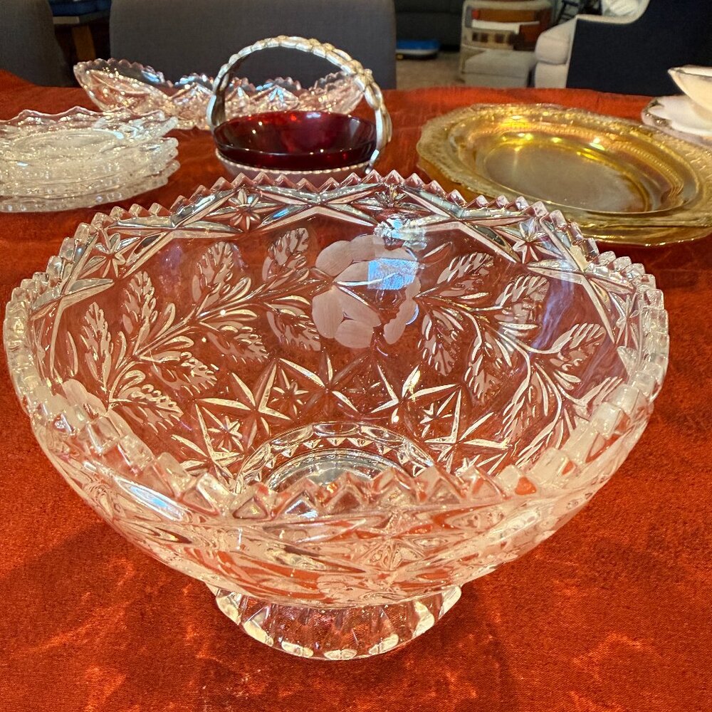 Antique Crystal Pedestal Bowl